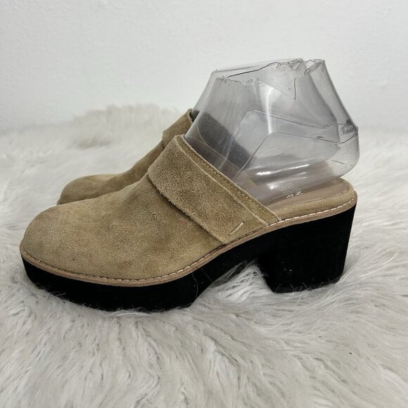 Eileen Fisher Mules Women’s Size 6.5 M Tan Leather Suede Hiya Slip On Platform - Picture 3 of 11